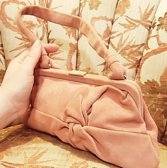 Pink leather clutch Purse With handle - Picture 8 of 14
